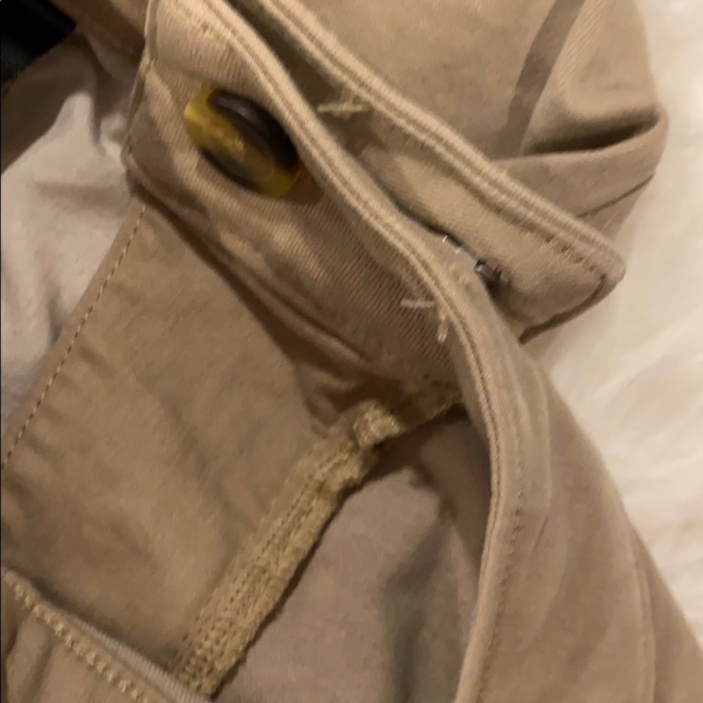 Crop Wide-Leg Tan Jeans w/ Side Pocket Buttons - Picture 7 of 11